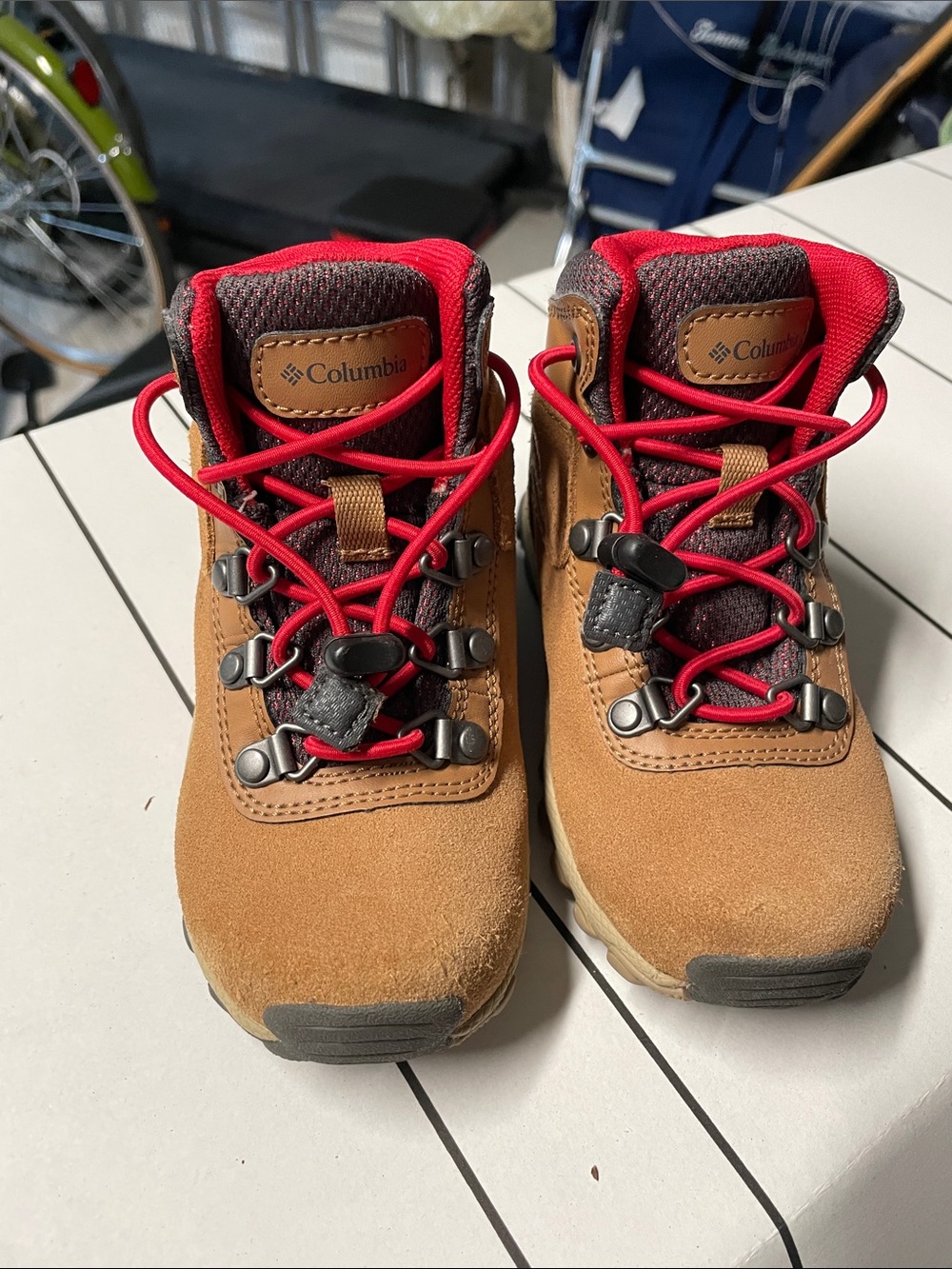 Columbia Kids' Tan and Red Trail Hiking Boots